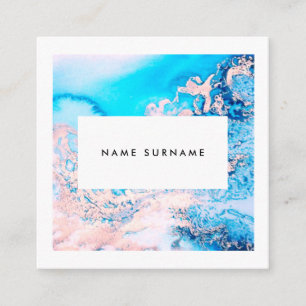 Artist Marble Pink Watercolor Square Business Card