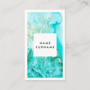Artist Mint Gold Watercolor Vertical Business Card