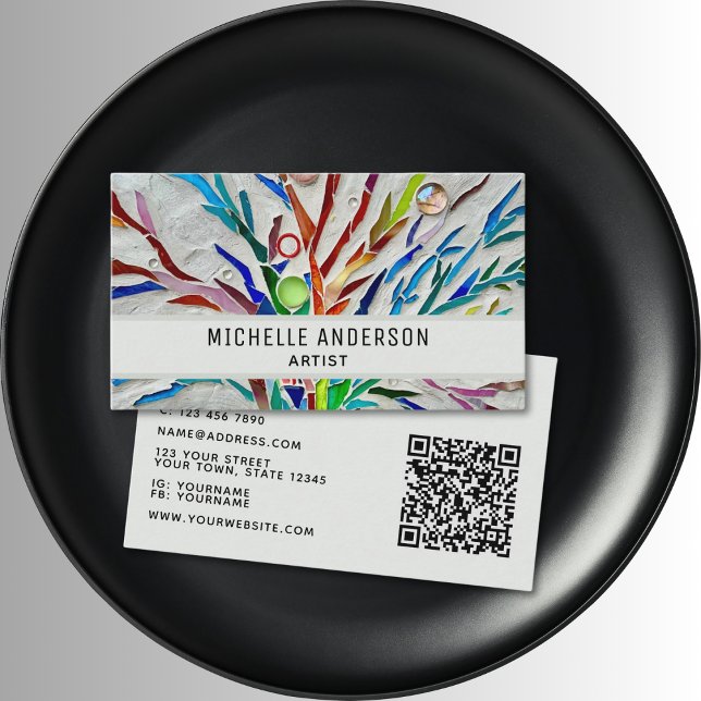 Artist Modern Colourful QR Code Business Card (Creator Uploaded)