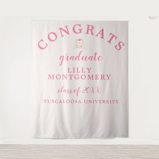 Artist Monogram Graduation Photo Backdrop Tapestry (Front)