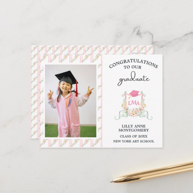 Artist Monogram Graduation Yard Sign Postcard (Front/Back In Situ)