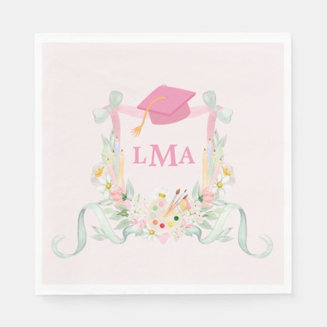 Artist Monogram Photo Graduation Napkin (Front)