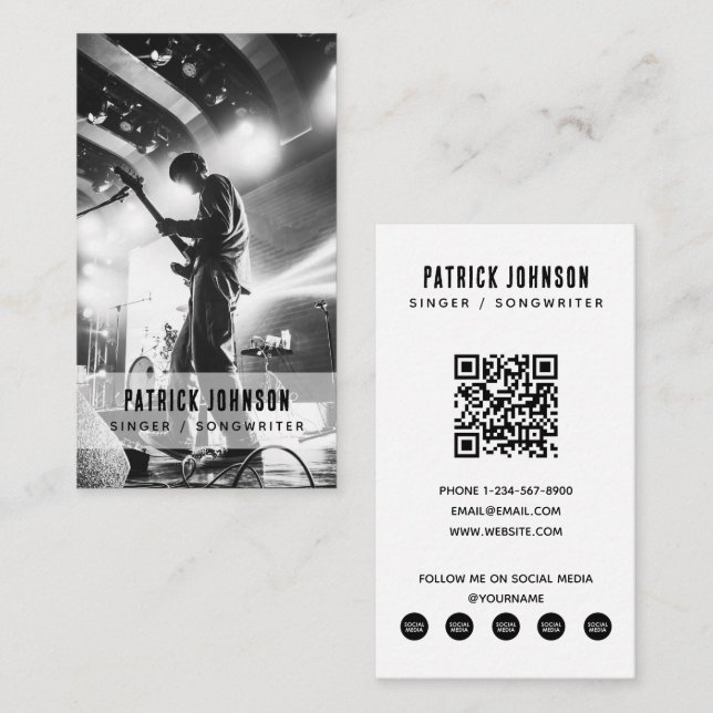 Artist Musician Songwriter Photo Social Media  Business Card (Front/Back)