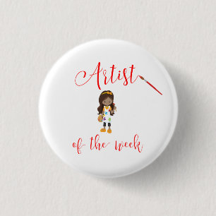 Artist of the Week with Paintbrush 3 Cm Round Badge