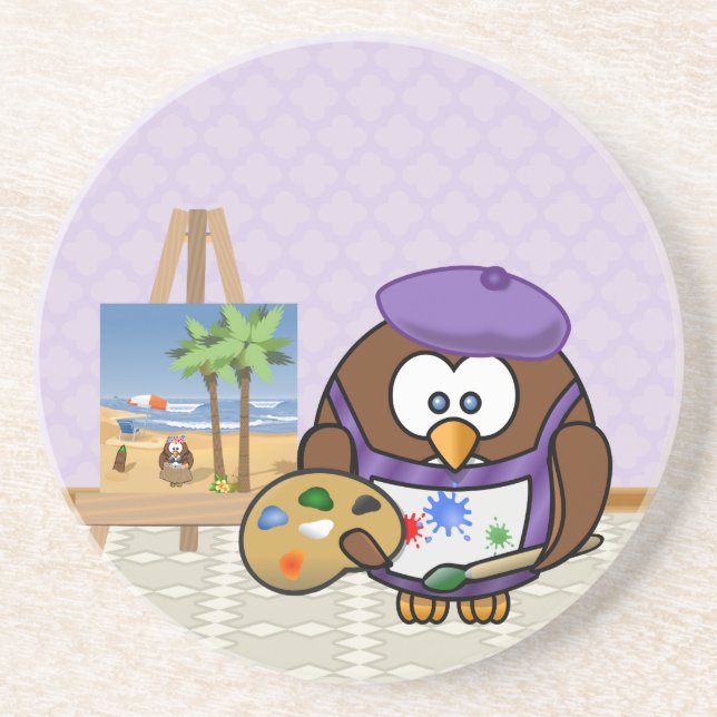 artist owl coaster (Front)