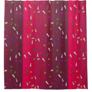 Artist Paint and Art Brush Stripe Pattern Bathroom Shower Curtain