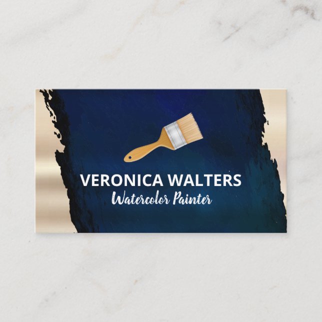 Artist Paint Brush | Gold Stroke Foil Loyalty Card (Front)