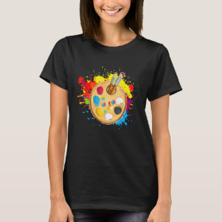Artist Paint   Palette And Brushes colorful splash T-Shirt