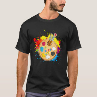 Artist Paint   Palette And Brushes colorful splash T-Shirt