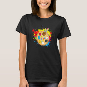 Artist Paint Palette And Brushes colorful splashe T-Shirt