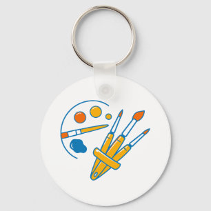 Artist Paint Palette and Brushes Key Ring