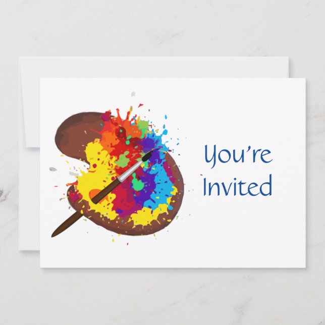 Artist Paint Themed Birthday Invitation (Front)