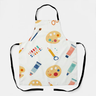 Artist Paint Tools Pattern Cute Watercolor Apron