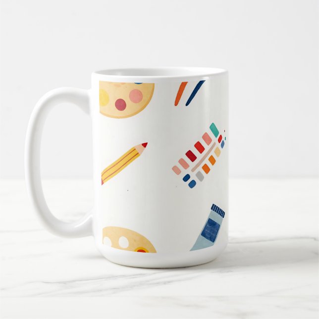 Artist Paint Tools Pattern Cute Watercolor Coffee Mug (Left)