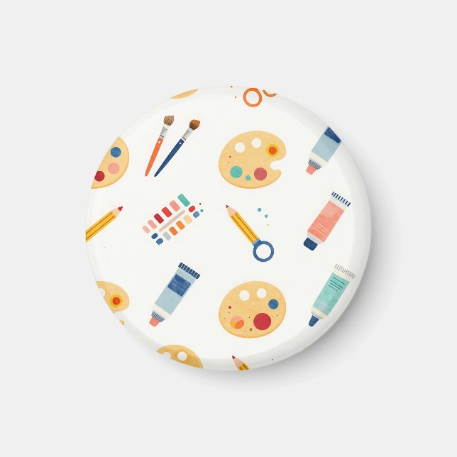 Artist Paint Tools Pattern Cute Watercolor Magnet (Front)