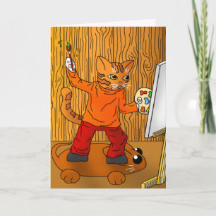 Artist Painter Cat Card