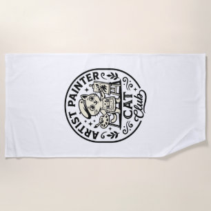 Artist Painter Cat Funny Cat Graphic - Artist Pain Beach Towel