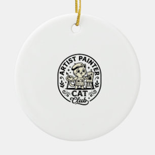 Artist Painter Cat Funny Cat Graphic - Artist Pain Ceramic Tree Decoration