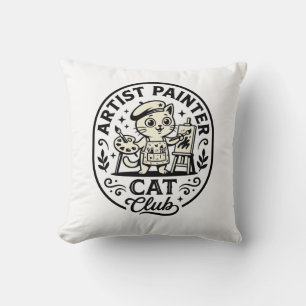 Artist Painter Cat Funny Cat Graphic - Artist Pain Cushion