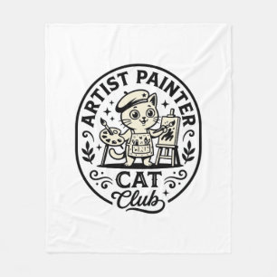 Artist Painter Cat Funny Cat Graphic - Artist Pain Fleece Blanket