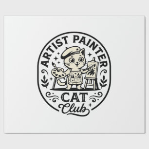 Artist Painter Cat Funny Cat Graphic - Artist Pain Wrapping Paper