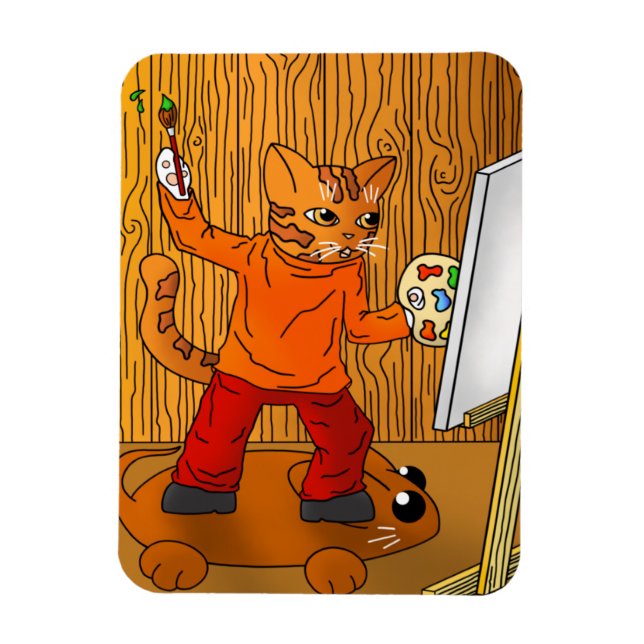 Artist Painter Cat Magnet (Vertical)