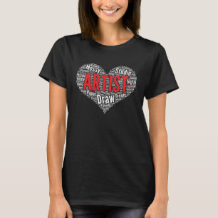 Artist Painter Draw Heart Shape Word Cloud T-Shirt