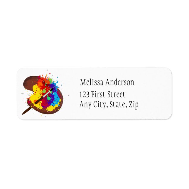 Artist Painters Palette Colourful  Address Label (Front)