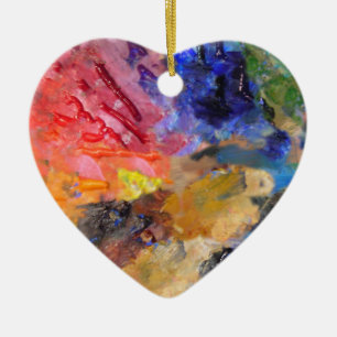 Artist Painter's Palette Colourful Paint Ceramic Tree Decoration