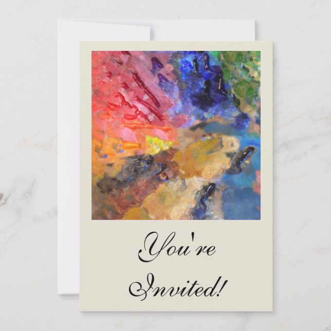 Artist Painter's Palette Colourful Paint  Invitation (Front)