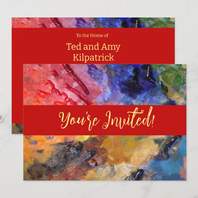 Artist Painter's Palette Colourful Paint  Invitation (Front/Back)
