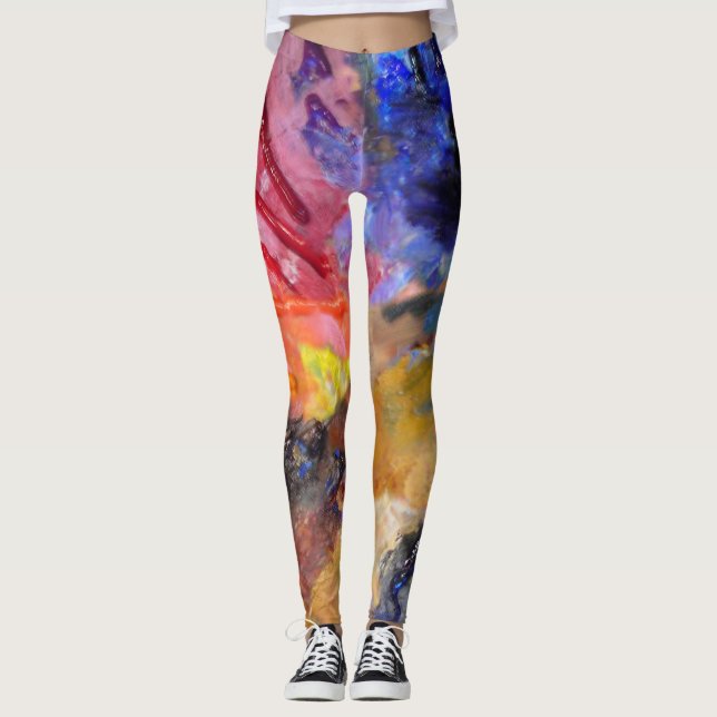 Artist Painter's Palette Colourful Paint  Leggings (Front)