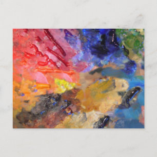 Artist Painter's Palette Colourful Paint Postcard