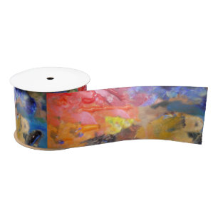 Artist Painter's Palette Colourful Paint  Satin Ribbon