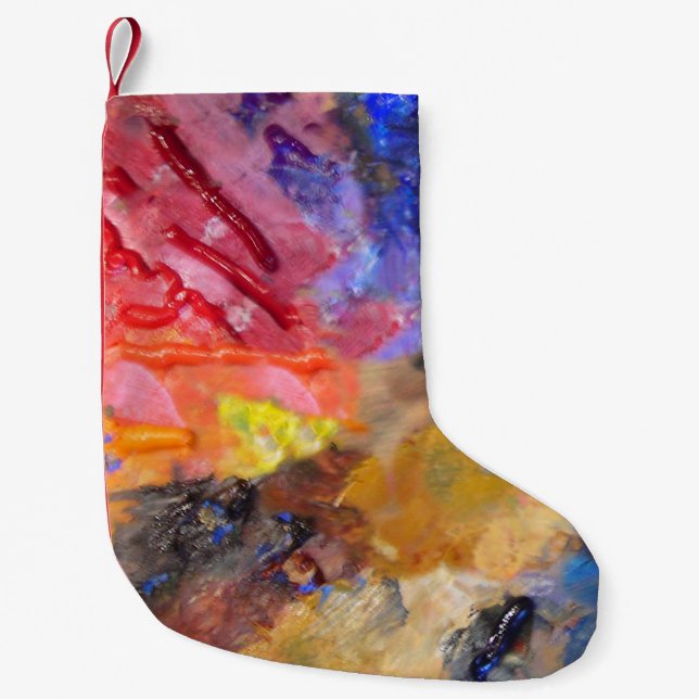 Artist Painter's Palette Colourful Paint  Small Christmas Stocking (Front)
