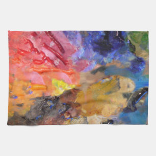 Artist Painter's Palette Colourful Paint  Tea Towel