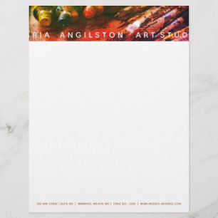 Artist paints & brushes custom letterhead