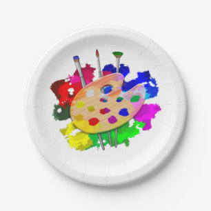 Artist Palette And Brushes Paper Plate