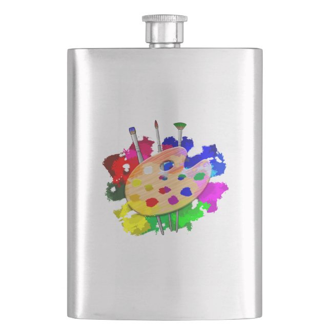 Artist Palette Artist Hip Flask (Front)