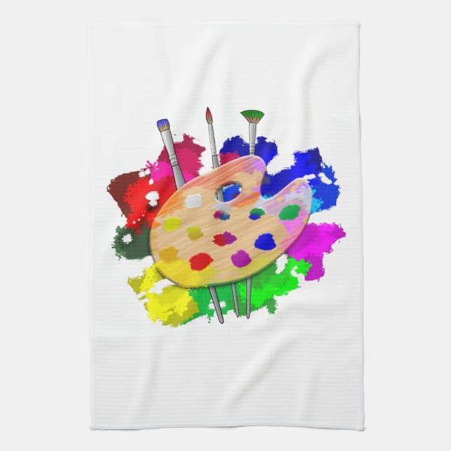 Artist Palette Artist Tea Towel (Vertical)