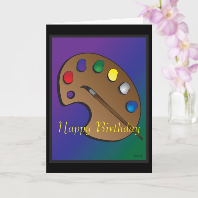 Artist Palette Themed Birthday Card (Orchid)