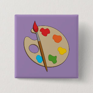Artist Palette with Paint Brush 15 Cm Square Badge