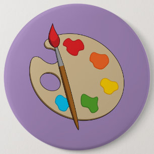 Artist Palette with Paint Brush 6 Cm Round Badge