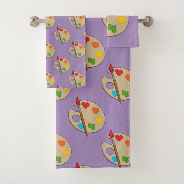 Artist Palette with Paint Brush Bath Towel Set (Insitu)