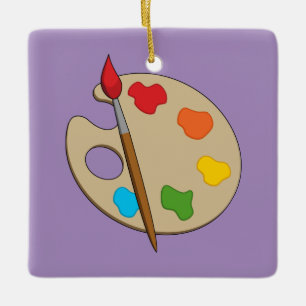 Artist Palette with Paint Brush Ceramic Ornament