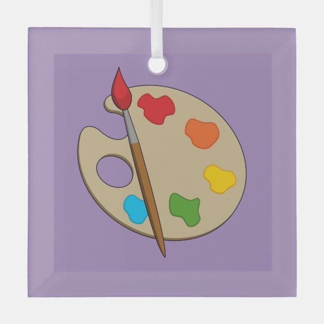 Artist Palette with Paint Brush Glass Tree Decoration (Front)