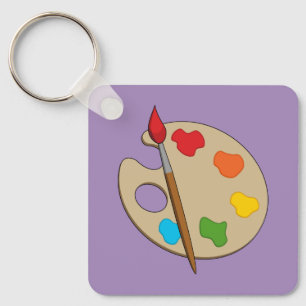 Artist Palette with Paint Brush Key Ring