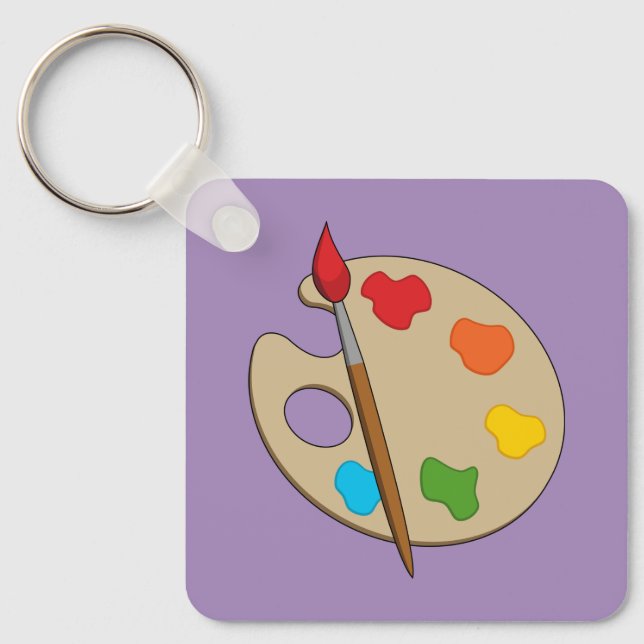 Artist Palette with Paint Brush Key Ring (Front)