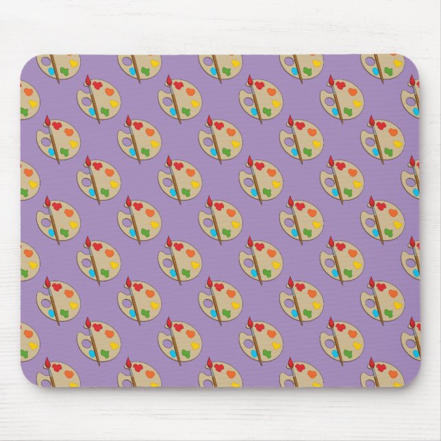 Artist Palette with Paint Brush Mouse Mat (Front)