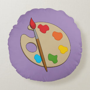 Artist Palette with Paint Brush Round Cushion